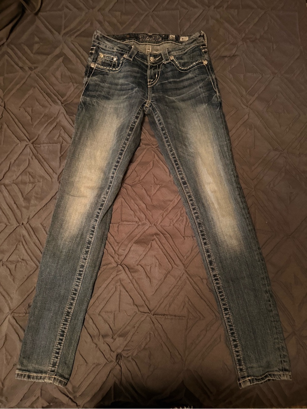 Miss Me Women's Skinny Faded Blue Stretch Jeans